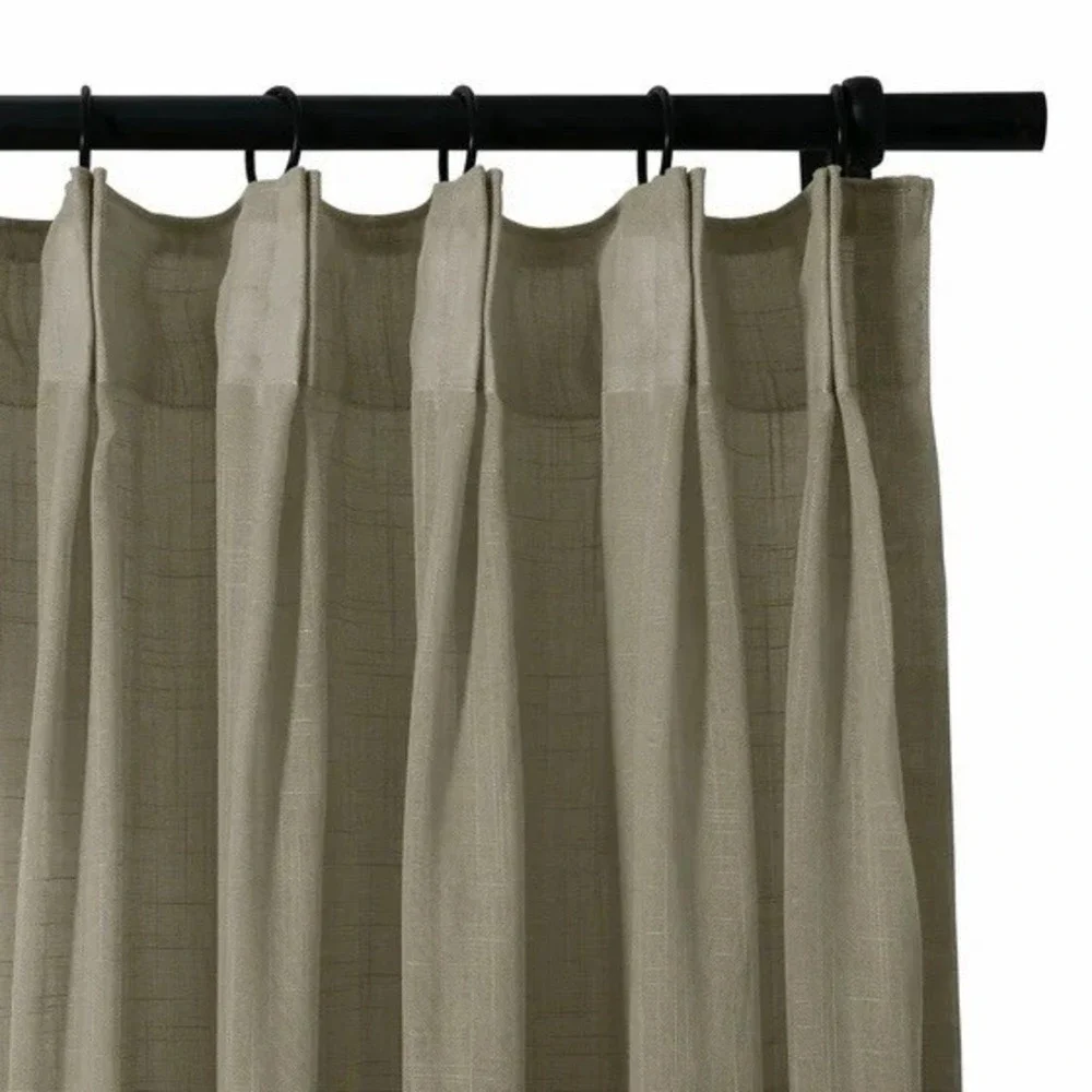TwoPages Flynn Airy Light Linen‎ Sheer Curtain Pleated Sandstone (1) 100